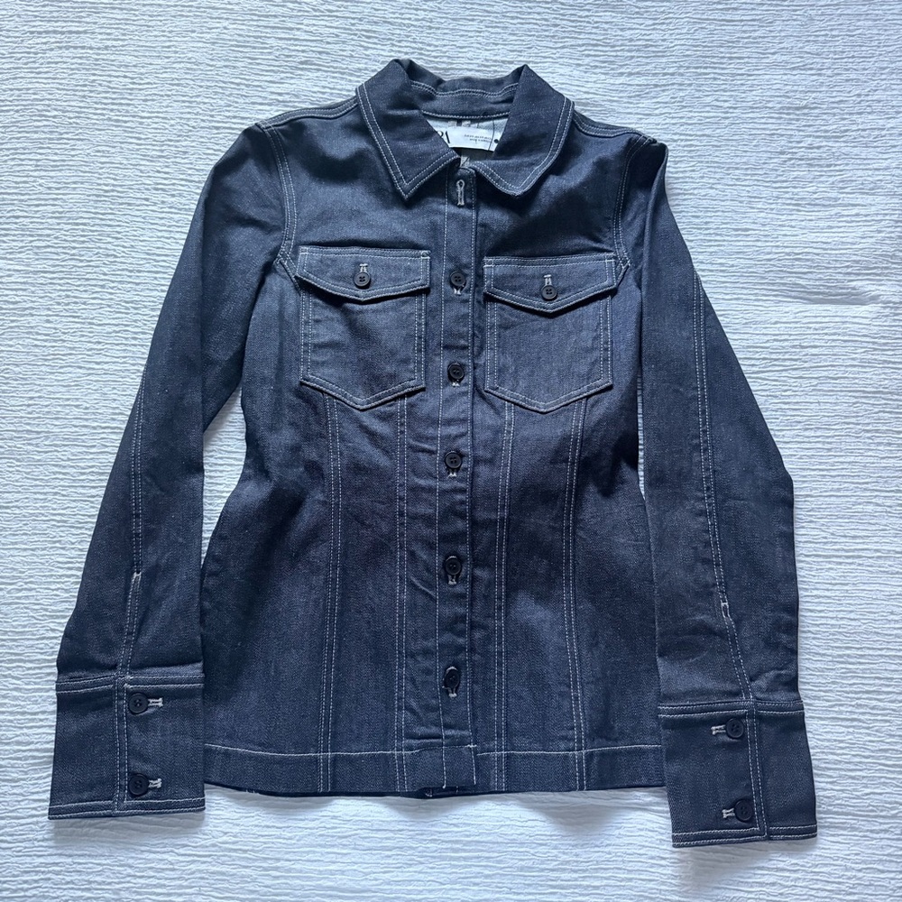 Zara Black Denim Button-Front Jacket